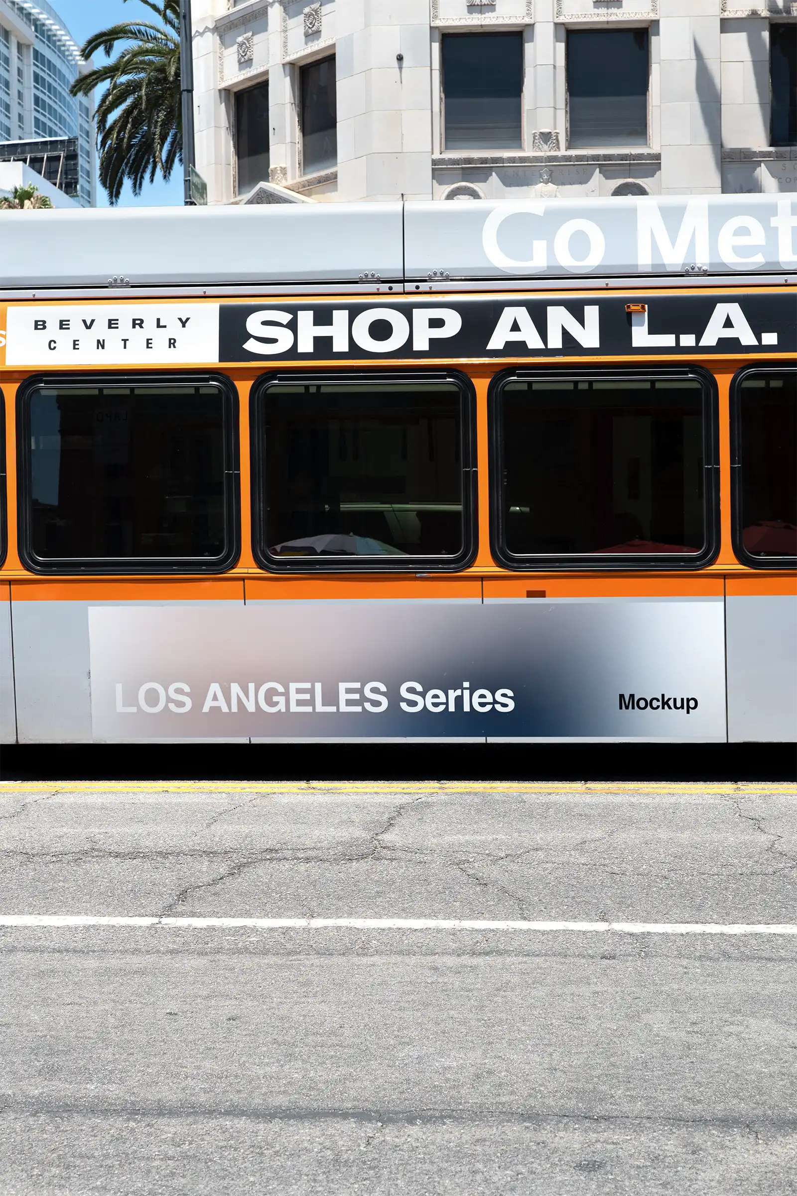 poster mockup on a bus on hollywood boulevard in Los Angeles