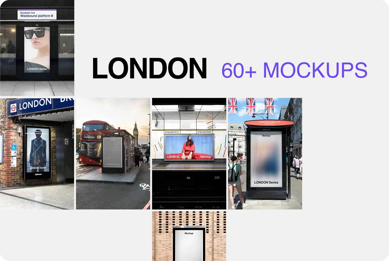 LONDON COLLECTION MOCKUPS BUNDLE with posters and billboards - Brandacle