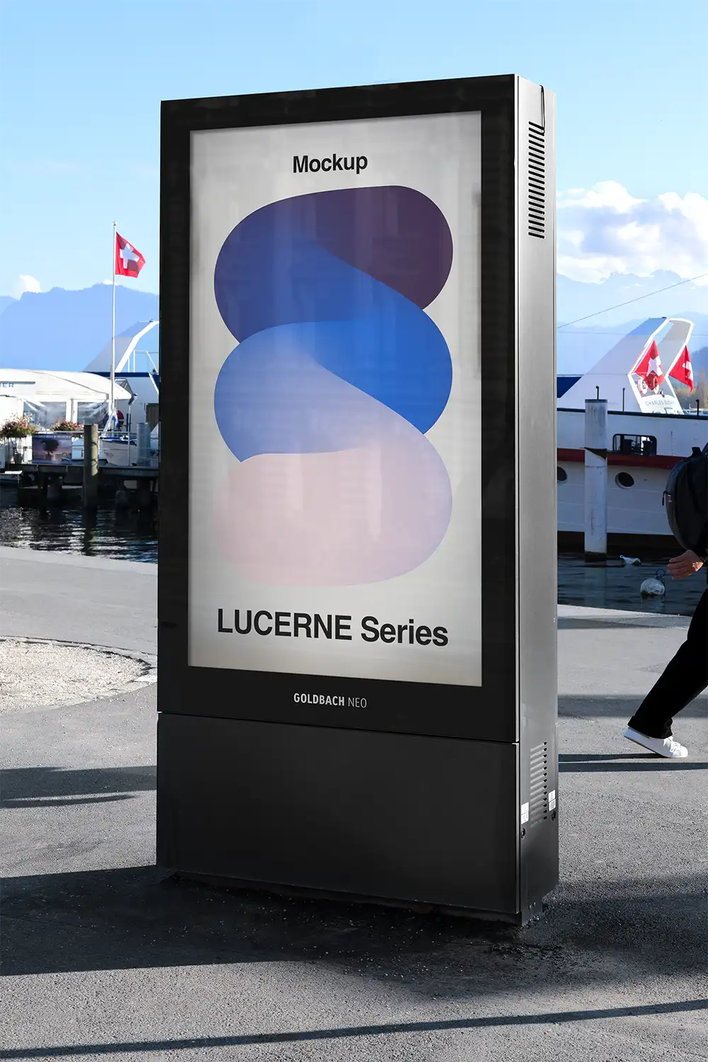 Billboard mockup by Lake Lucerne in Switzerland