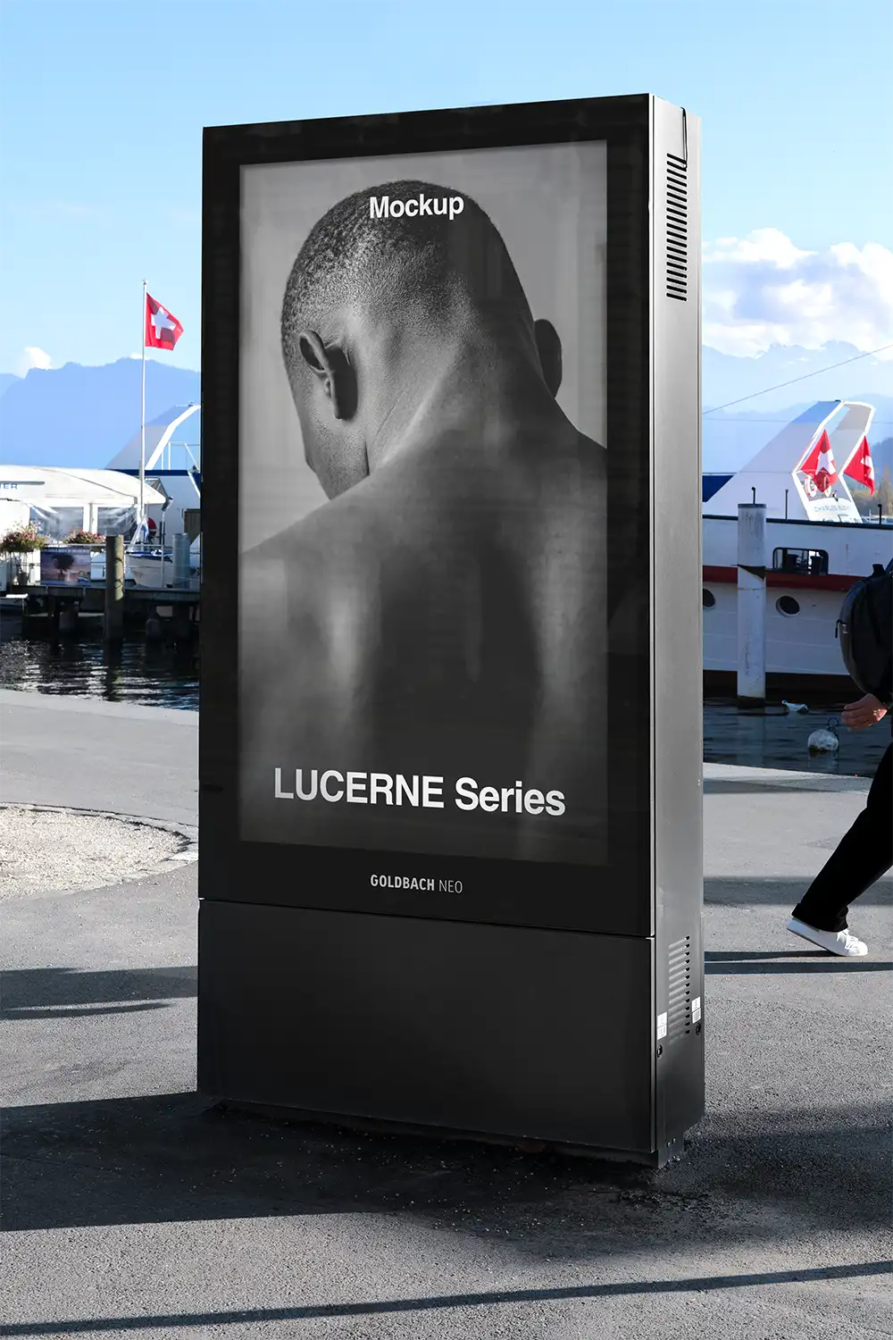 Billboard mockup by Lake Lucerne in Switzerland
