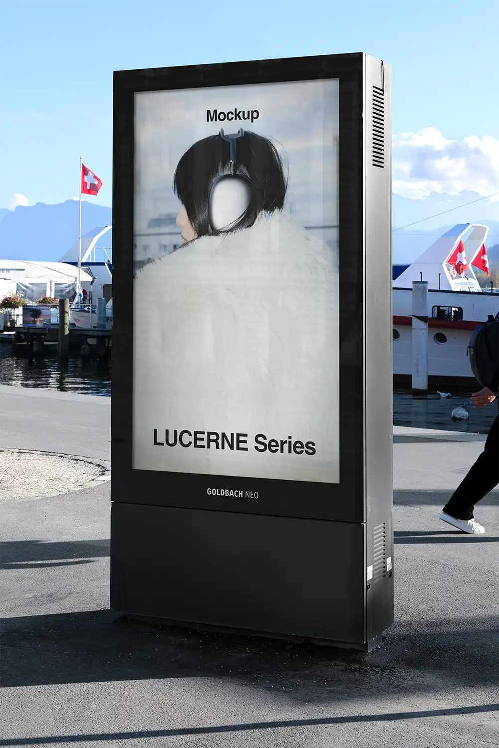 Billboard mockup by Lake Lucerne in Switzerland
