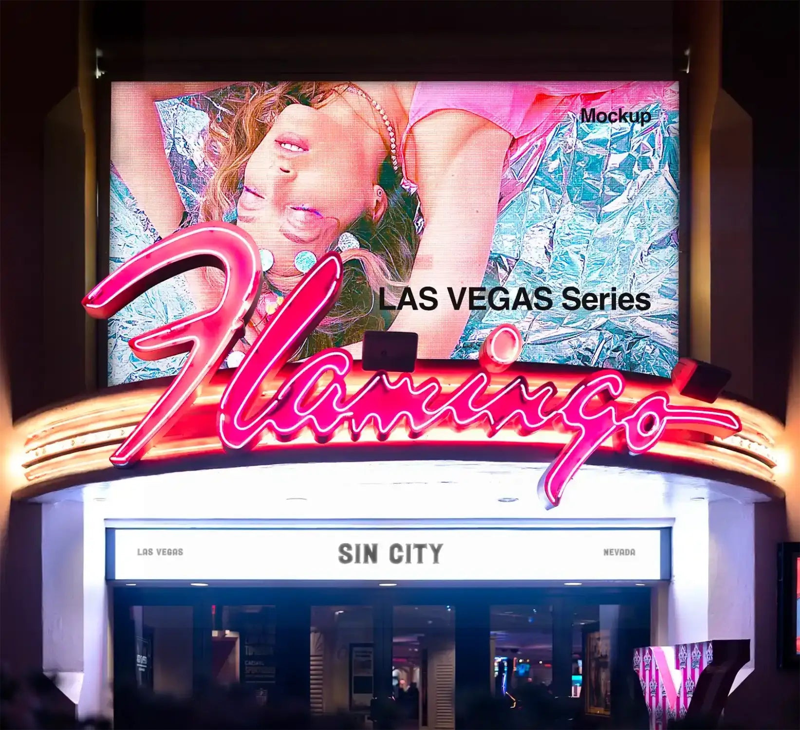 Billboard mockup on the Las Vegas Strip © BRANDACLE MOCKUPS 2026.