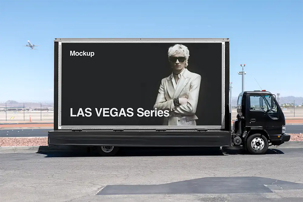 Billboard mockup on a truck in Las Vegas
