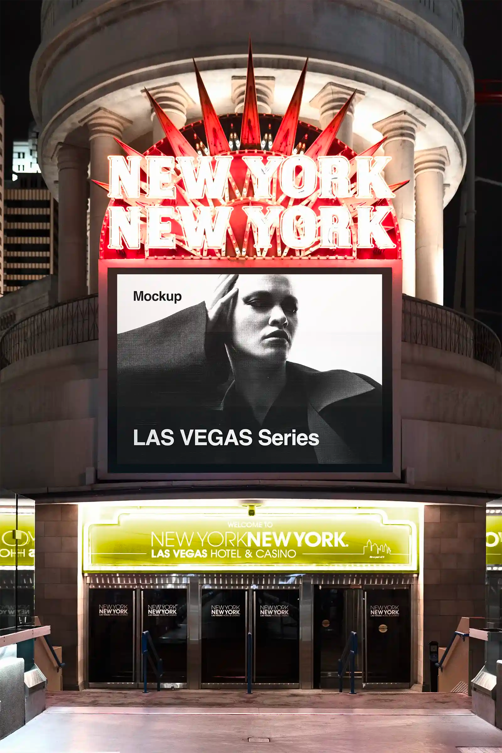 Billboard mockup in Las Vegas, United States. PSD Mockup for Photoshop