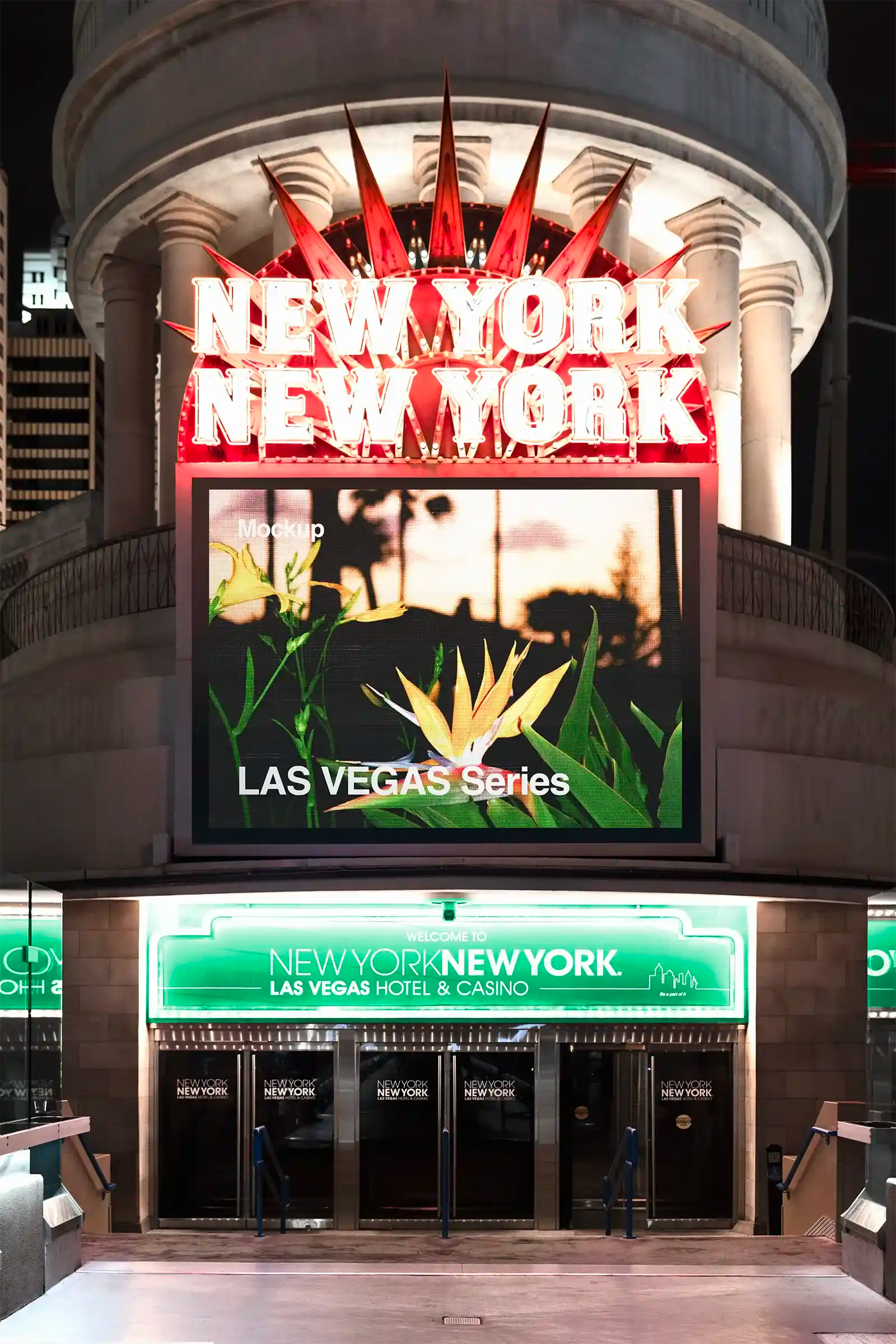 Billboard mockup in Las Vegas, United States. PSD Mockup for Photoshop