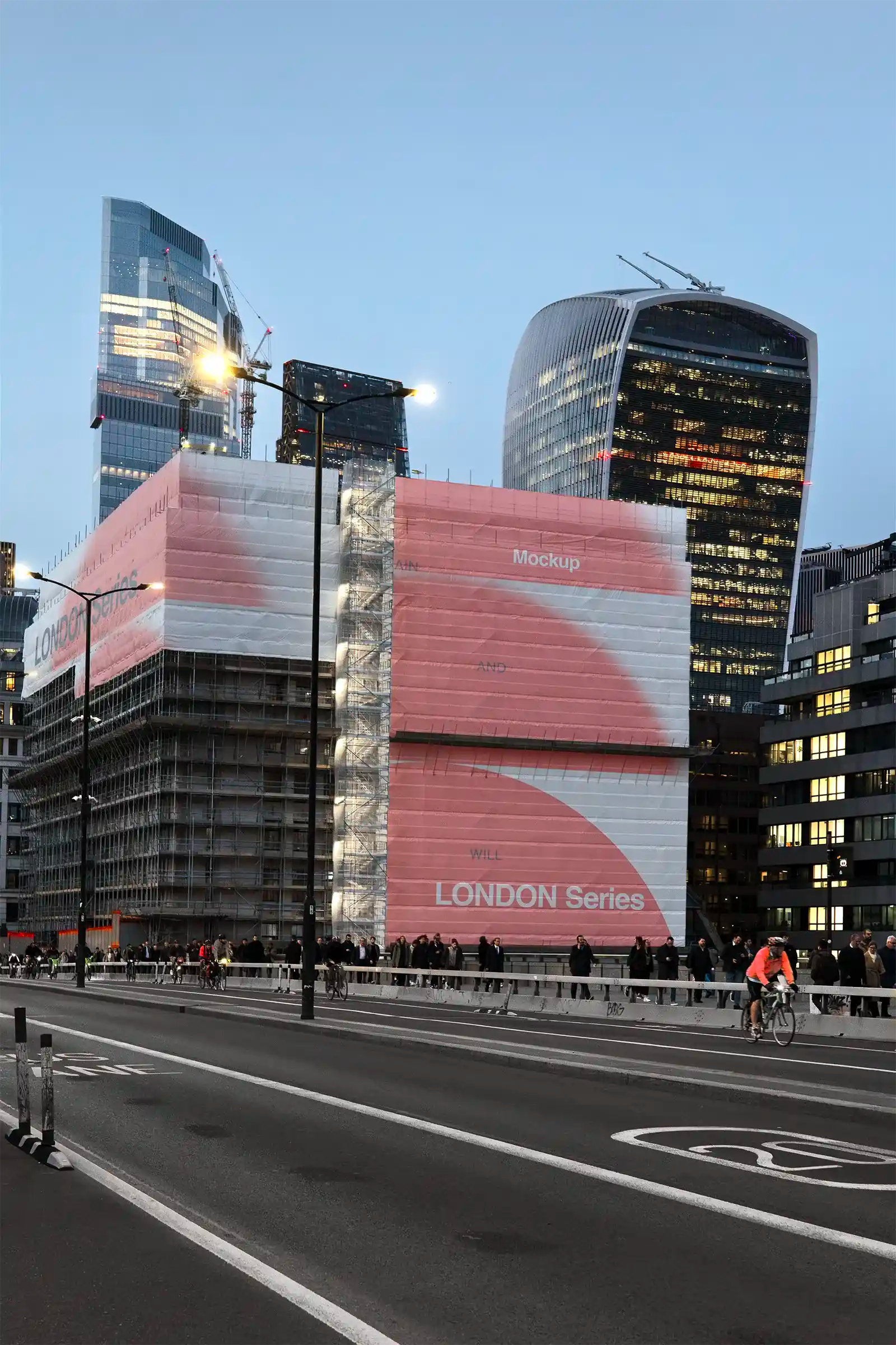 Banner mockup in London, UK. PSD Mockup on Photoshop for your design 1