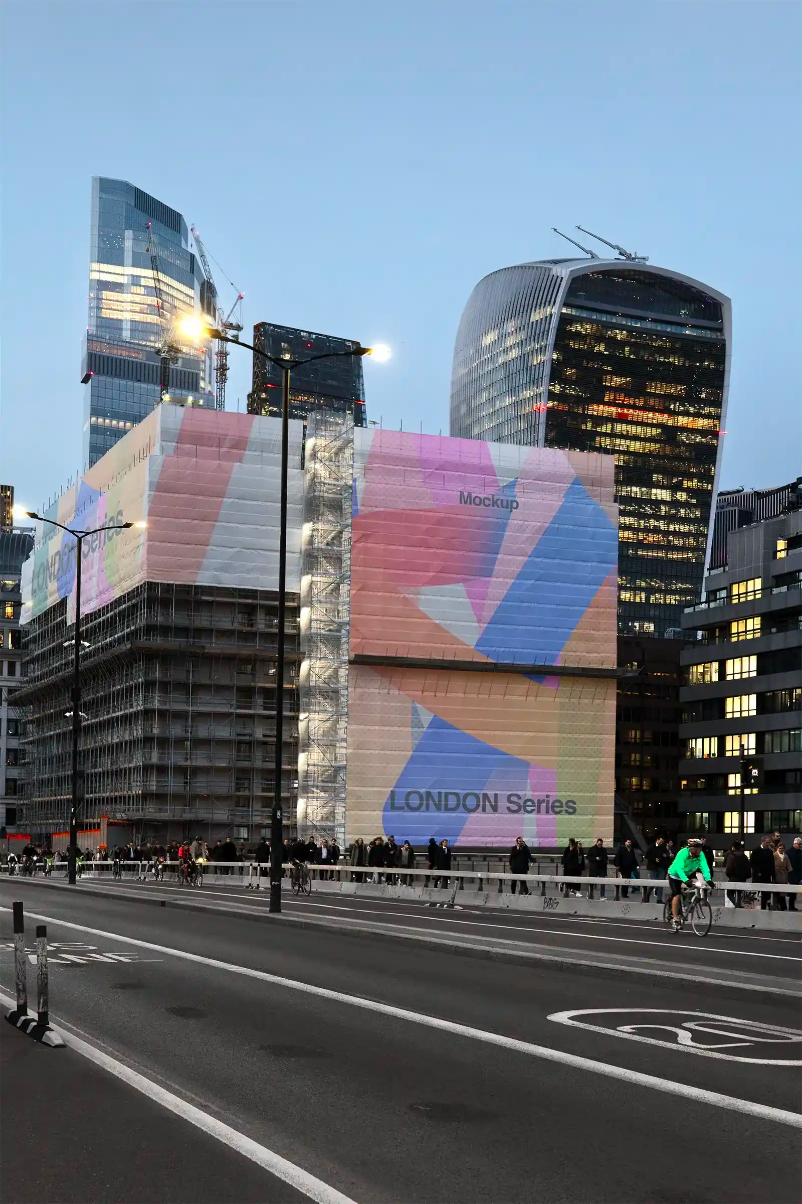 Banner mockup in London, UK. PSD Mockup on Photoshop for your design 1