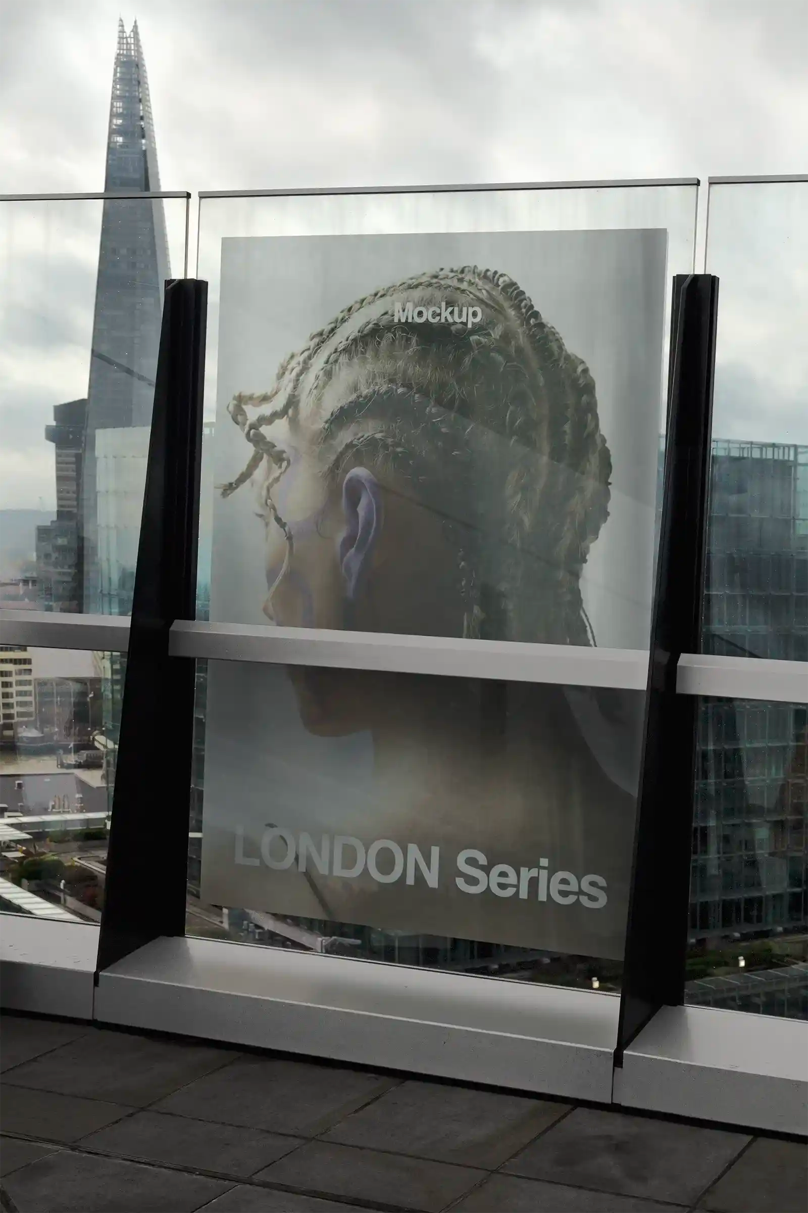 Billboard mockup in London, UK, with the Shard skyscraper. PSD Mockup on Photoshop for your design 2