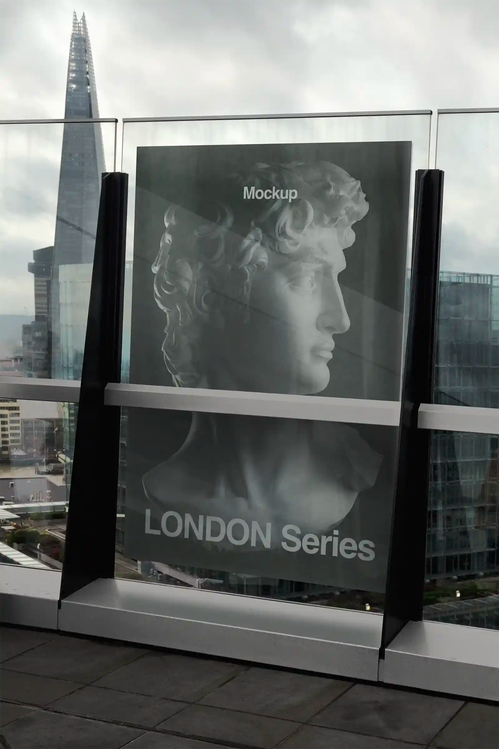 Billboard mockup in London, UK, with the Shard skyscraper. PSD Mockup on Photoshop for your design 3