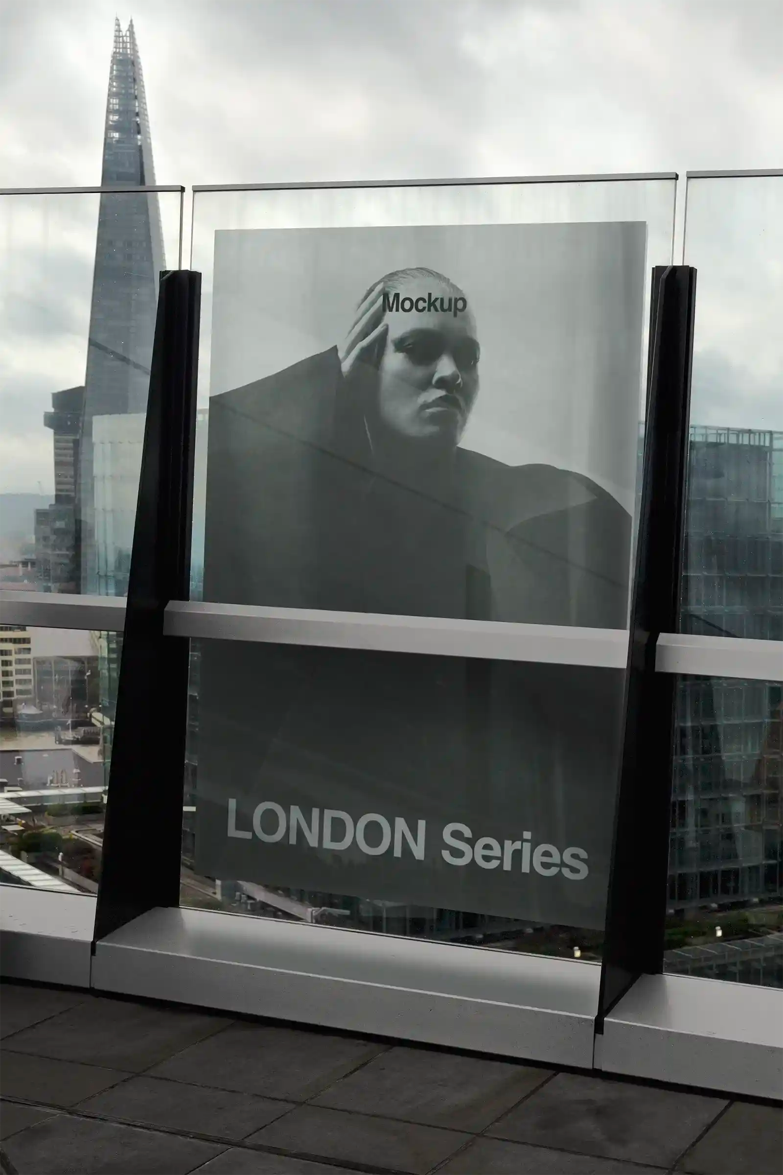 Billboard mockup in London, UK, with the Shard skyscraper. PSD Mockup on Photoshop for your design 4