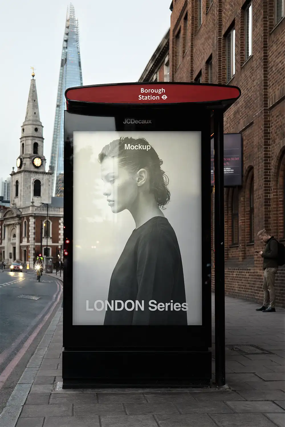 The Shard Skyscraper, London Bus Shelter Poster Mockup PSD, UK — Brandacle