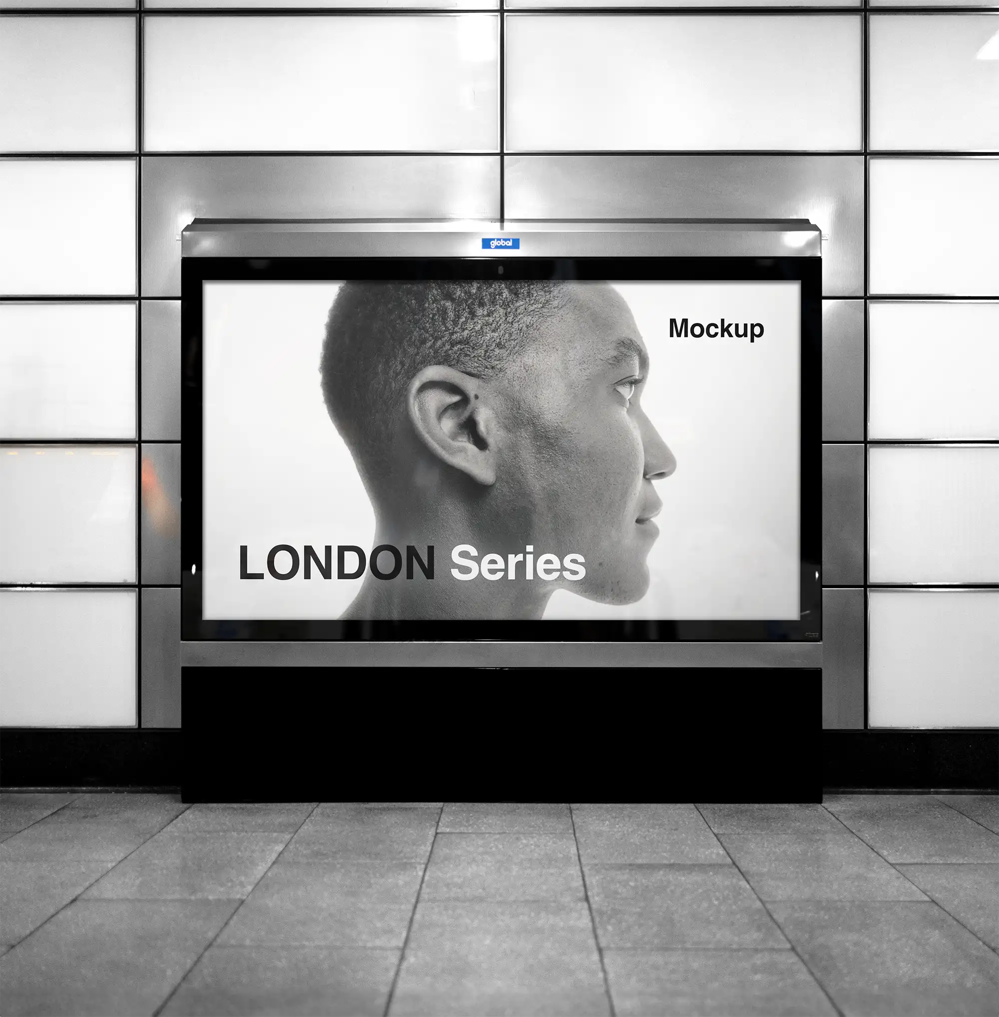 Billboard mockup in the London Underground (London Tube) © BRANDACLE MOCKUPS 2026. 