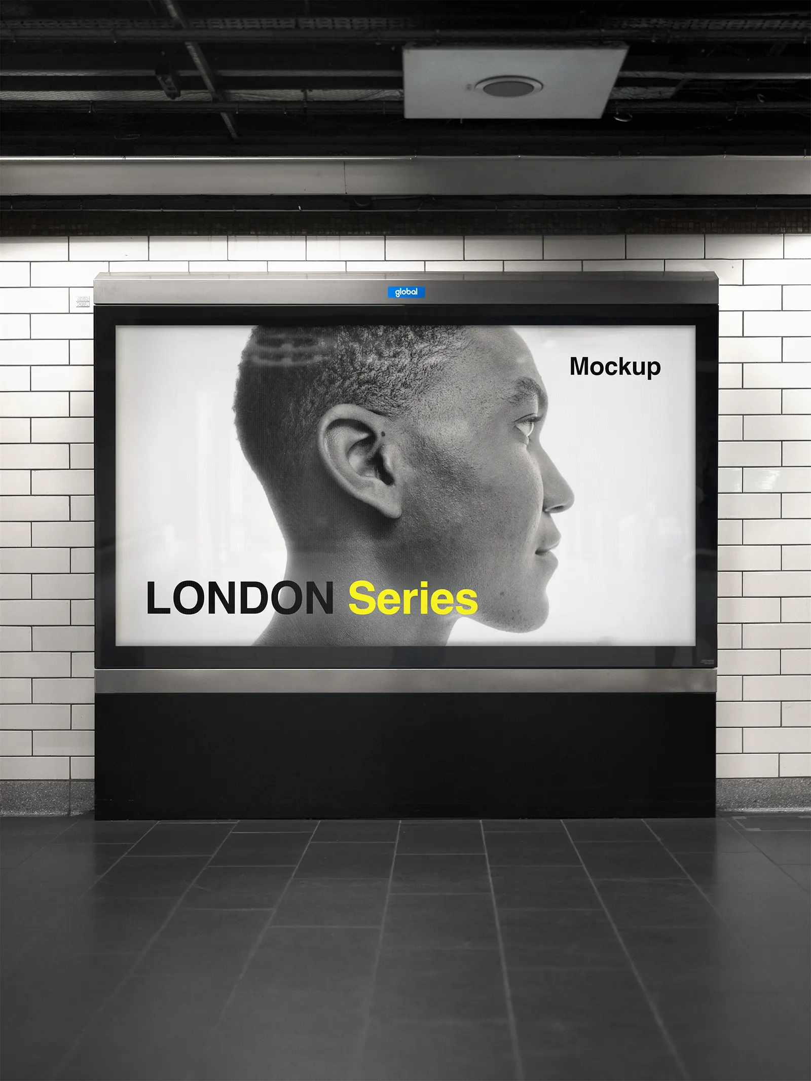 Billboard mockup in the London Underground, UK. London tube PSD Mockup on Photoshop for your design 1
