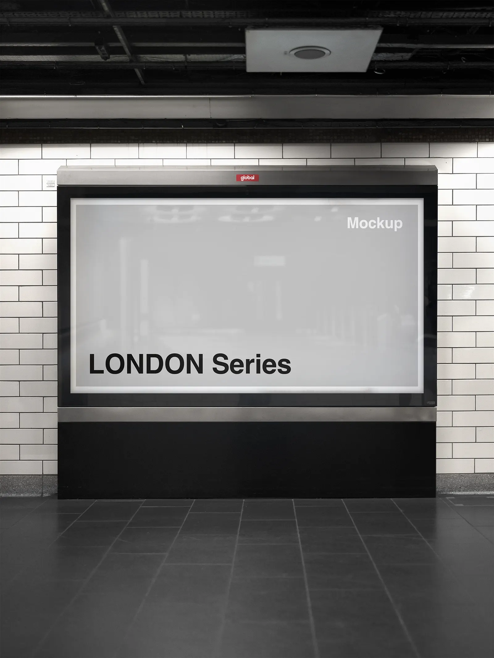 Billboard mockup in the London Underground, UK. London tube PSD Mockup on Photoshop for your design 3