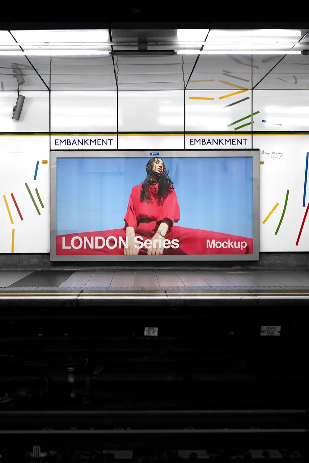 Billboard mockup in the London Underground (London Tube). © BRANDACLE MOCKUPS 2026. 