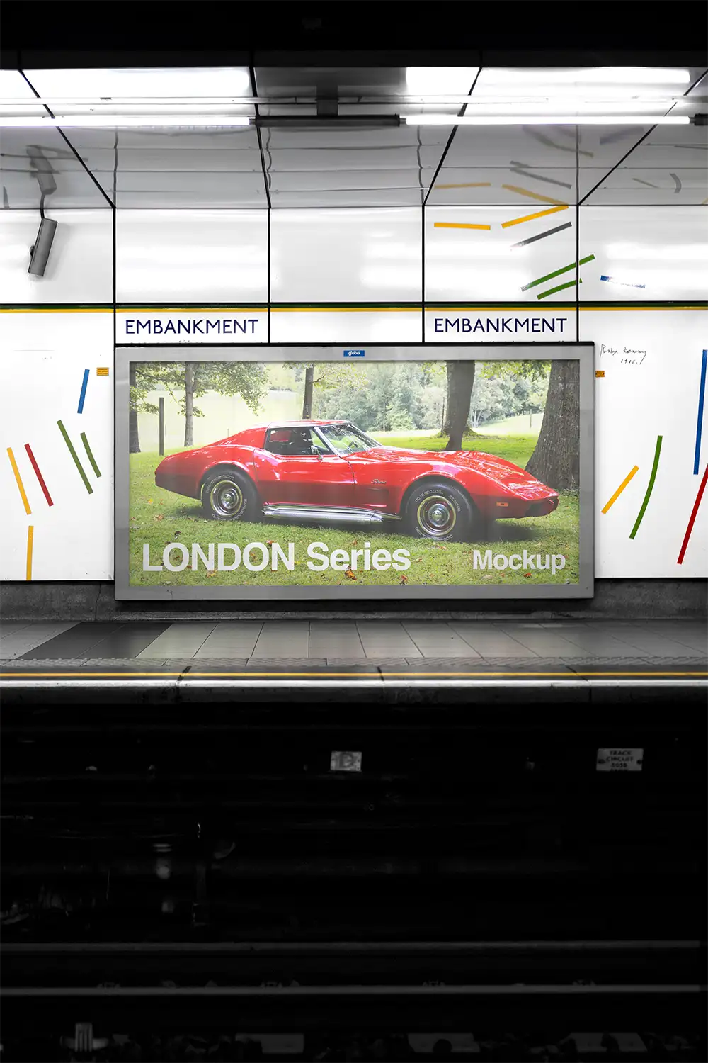 Billboard mockup in the London Underground (London Tube). © BRANDACLE MOCKUPS 2026. 