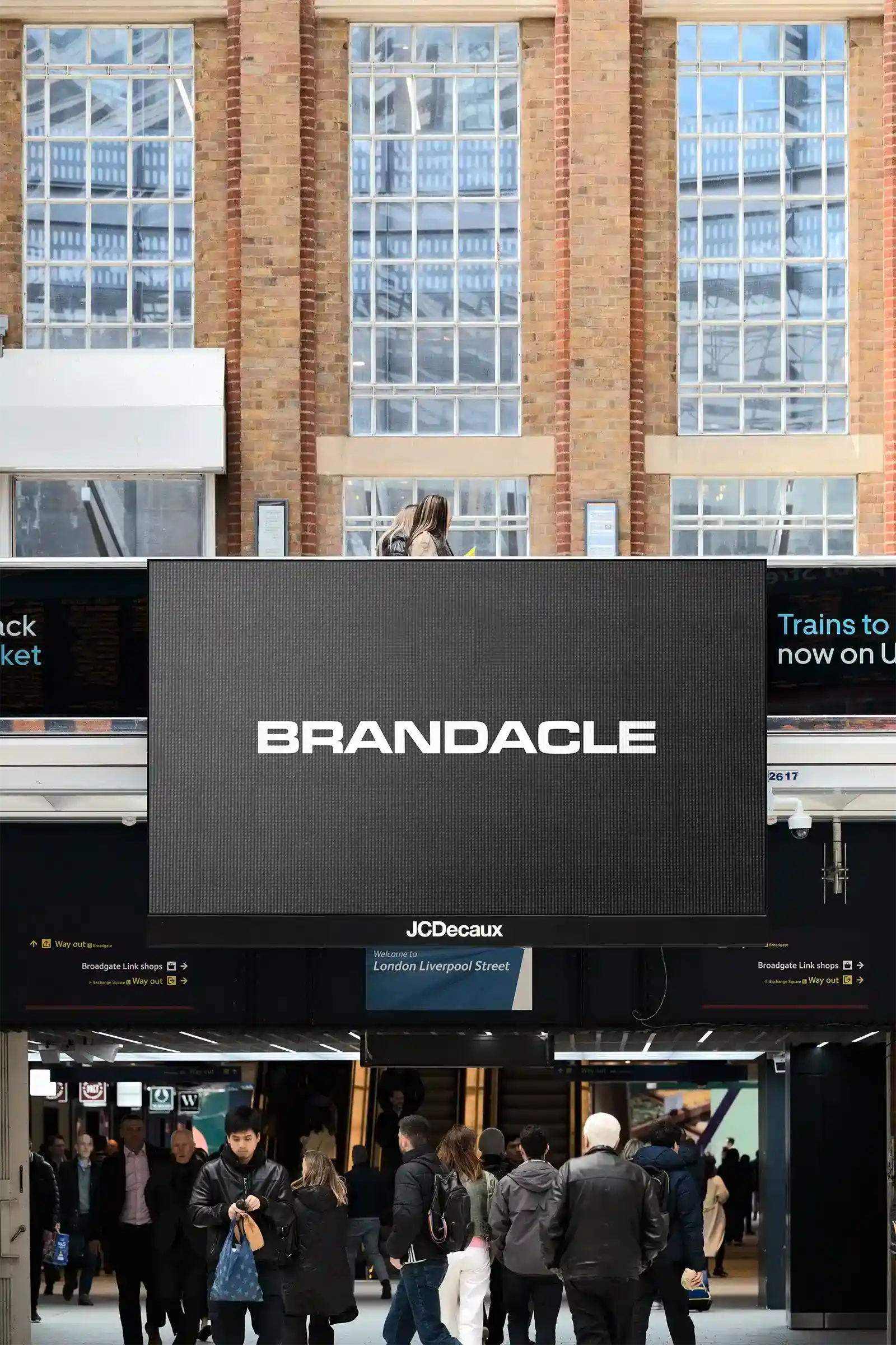 Billboard mockup in the London Underground, UK, at Liverpool Street Train Station. 