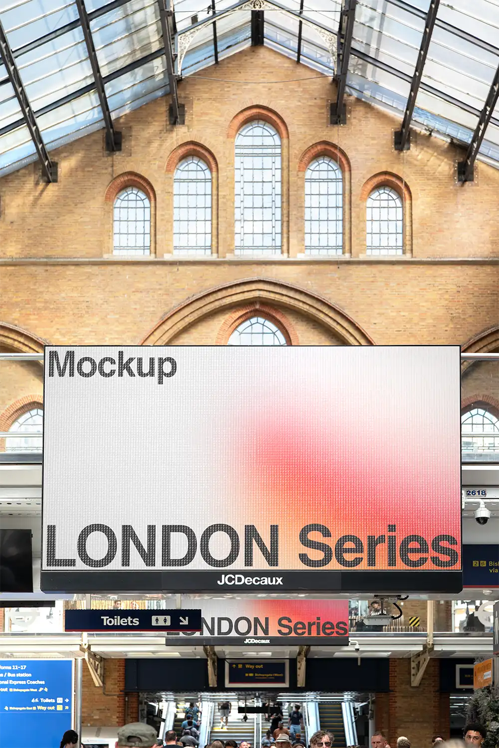 Billboard mockup in the London Underground. © 2026 BRANDACLE MOCKUPS. No unauthorized reproduction. No AI training allowed. No generative AI modification or derivative works permitted. 