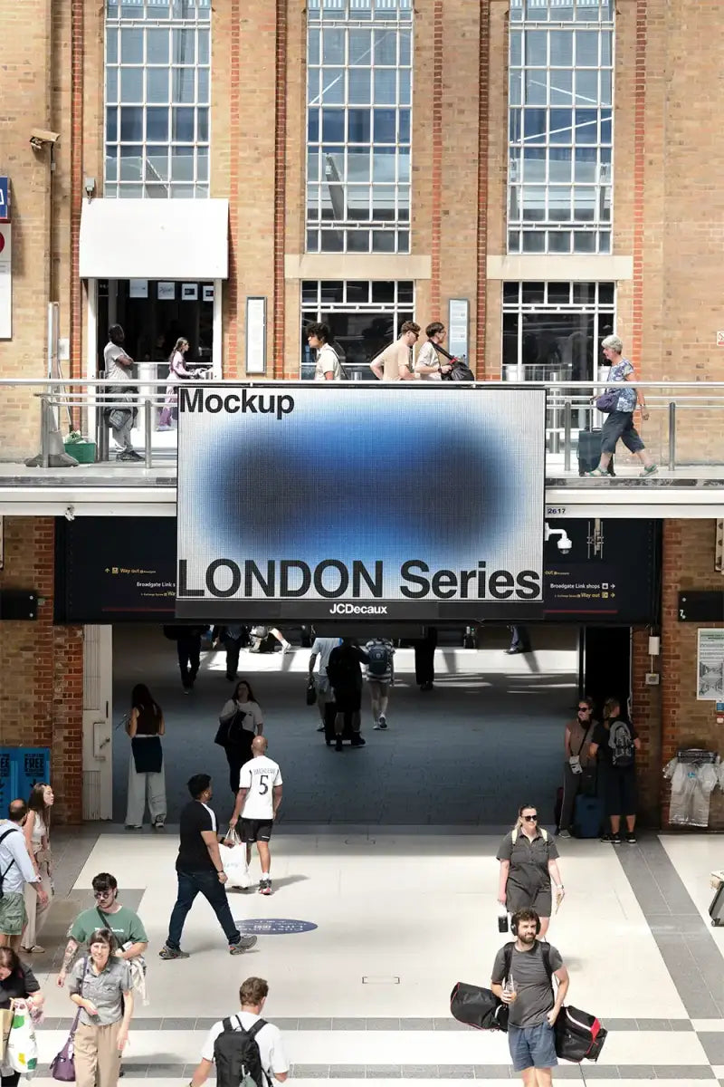 Billboard mockup in a train station in London