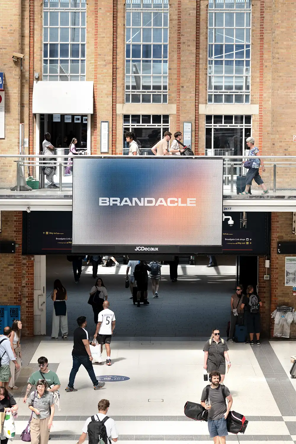 Billboard mockup in a train station in London