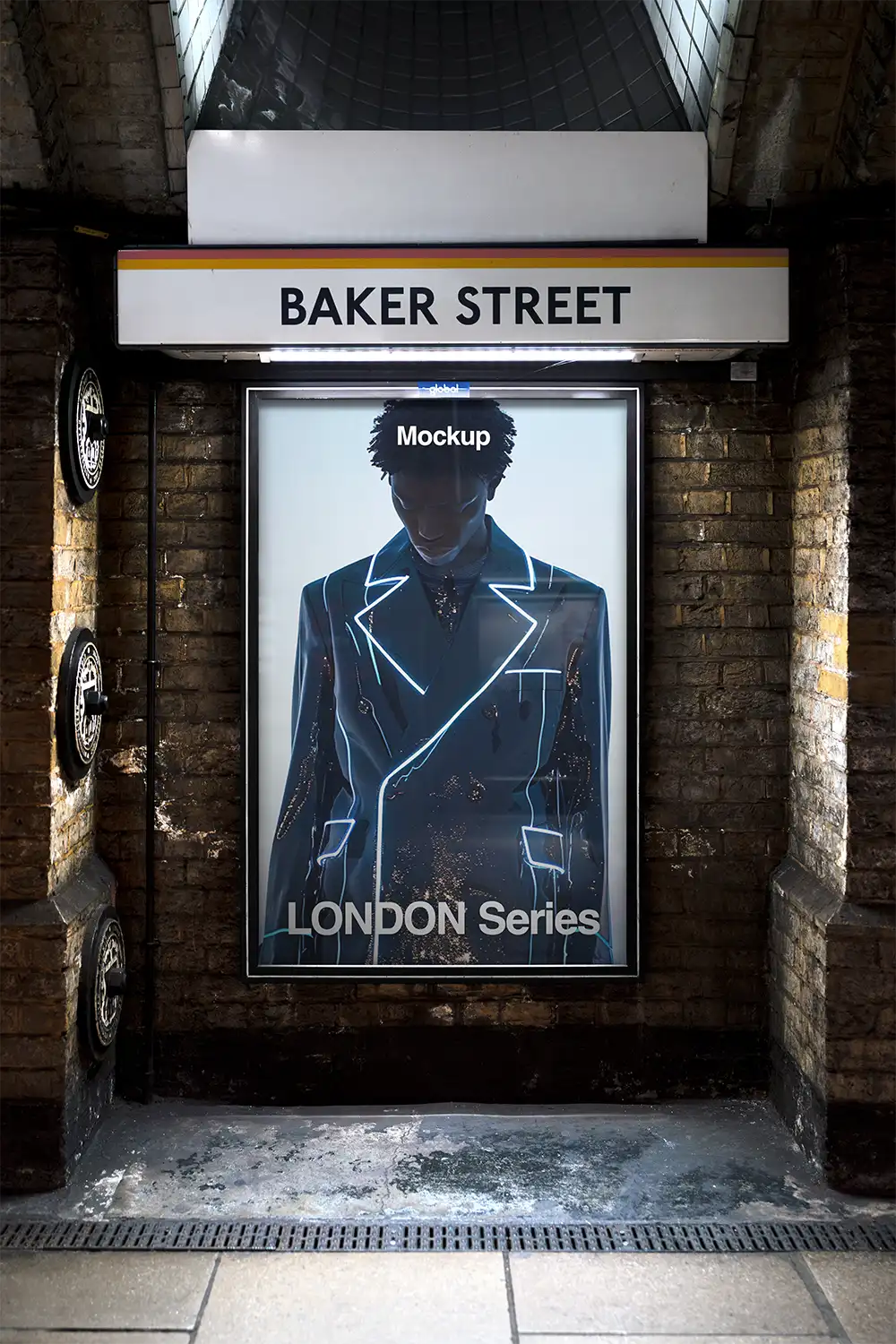 Poster mockup in the London Undeground (London Tube). © BRANDACLE MOCKUPS 2026. 