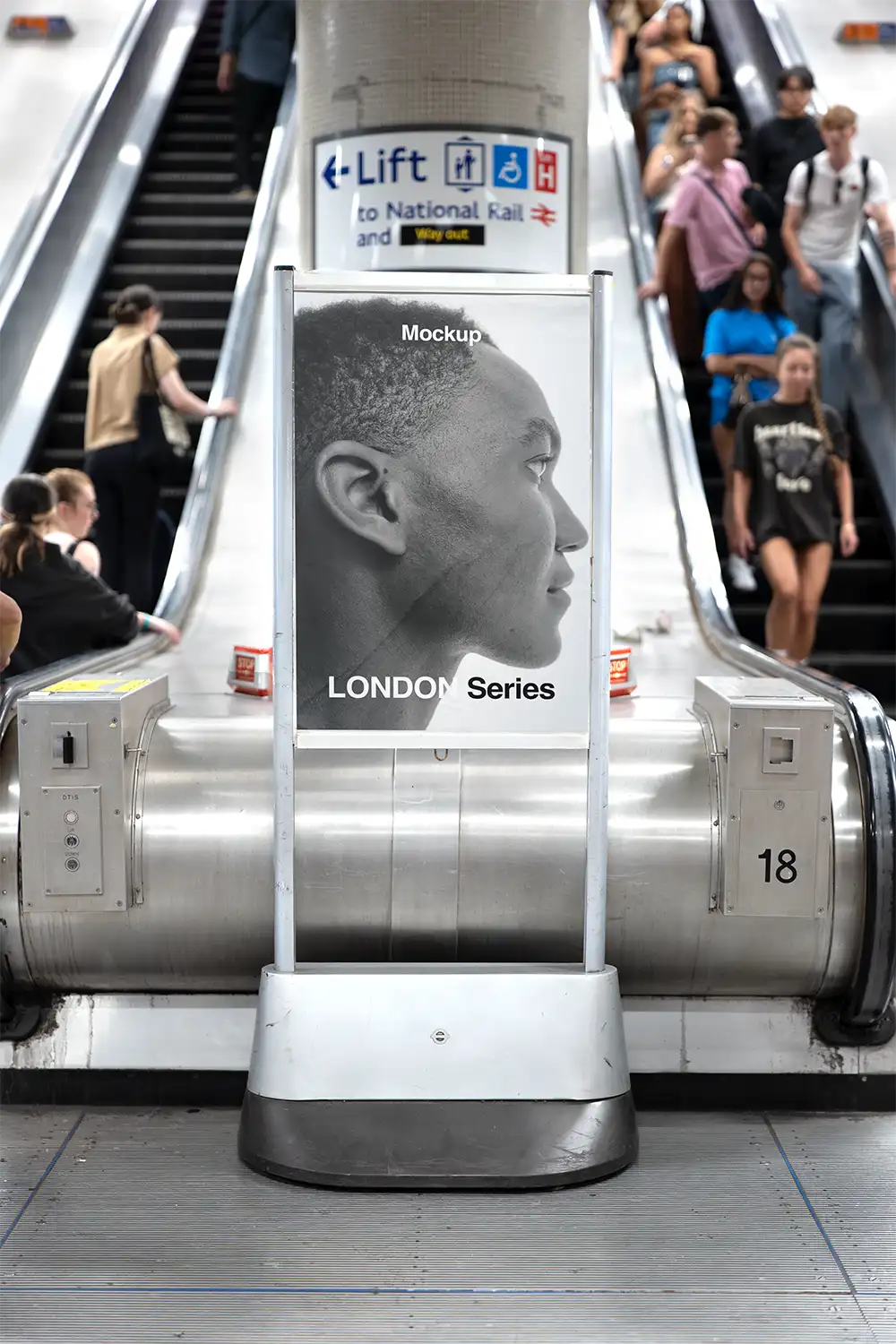 Poster mockup in the London Underground