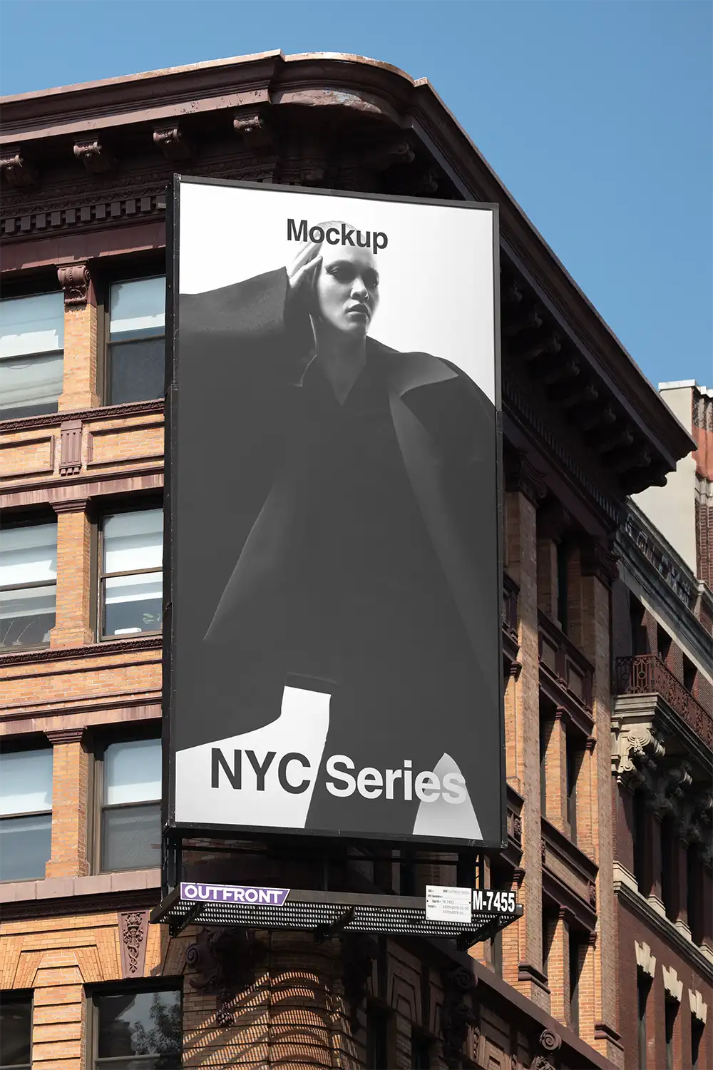 Billboard mockup on a building in New York