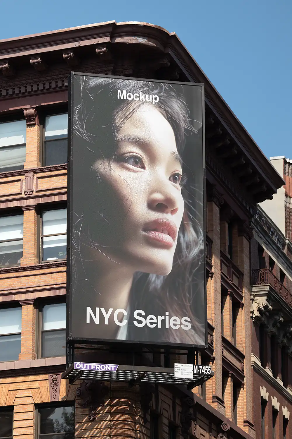 Billboard mockup on a building in New York