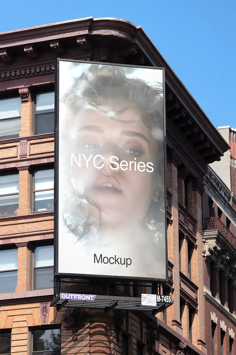 Billboard mockup on a building in New York