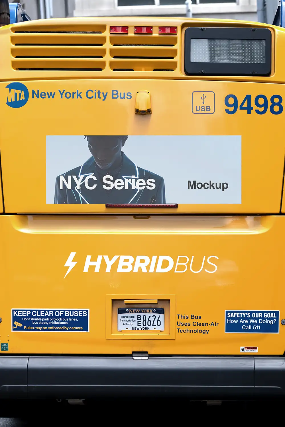 Bus poster mockup in New York
