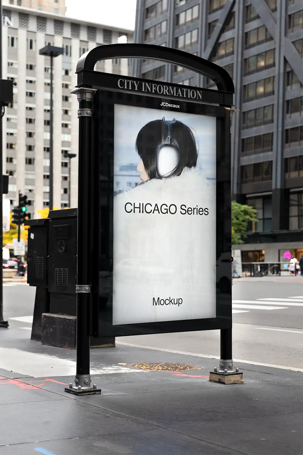 Billboard mockup on Michigan avenue on the Magnificent Mile in Chicago