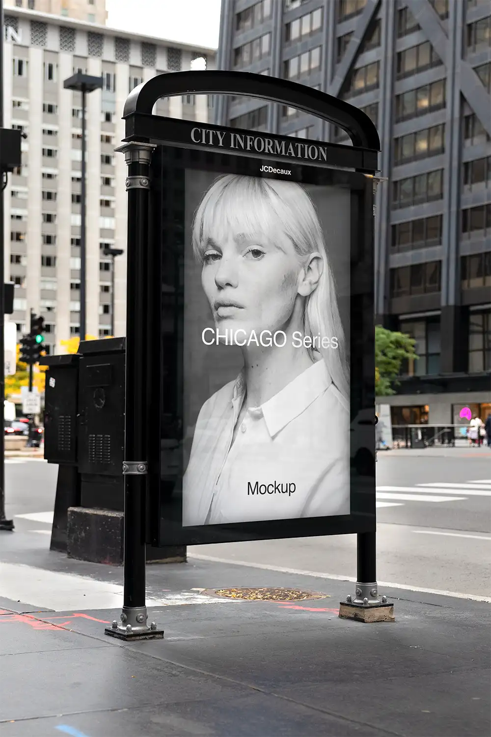 Billboard mockup on Michigan avenue on the Magnificent Mile in Chicago