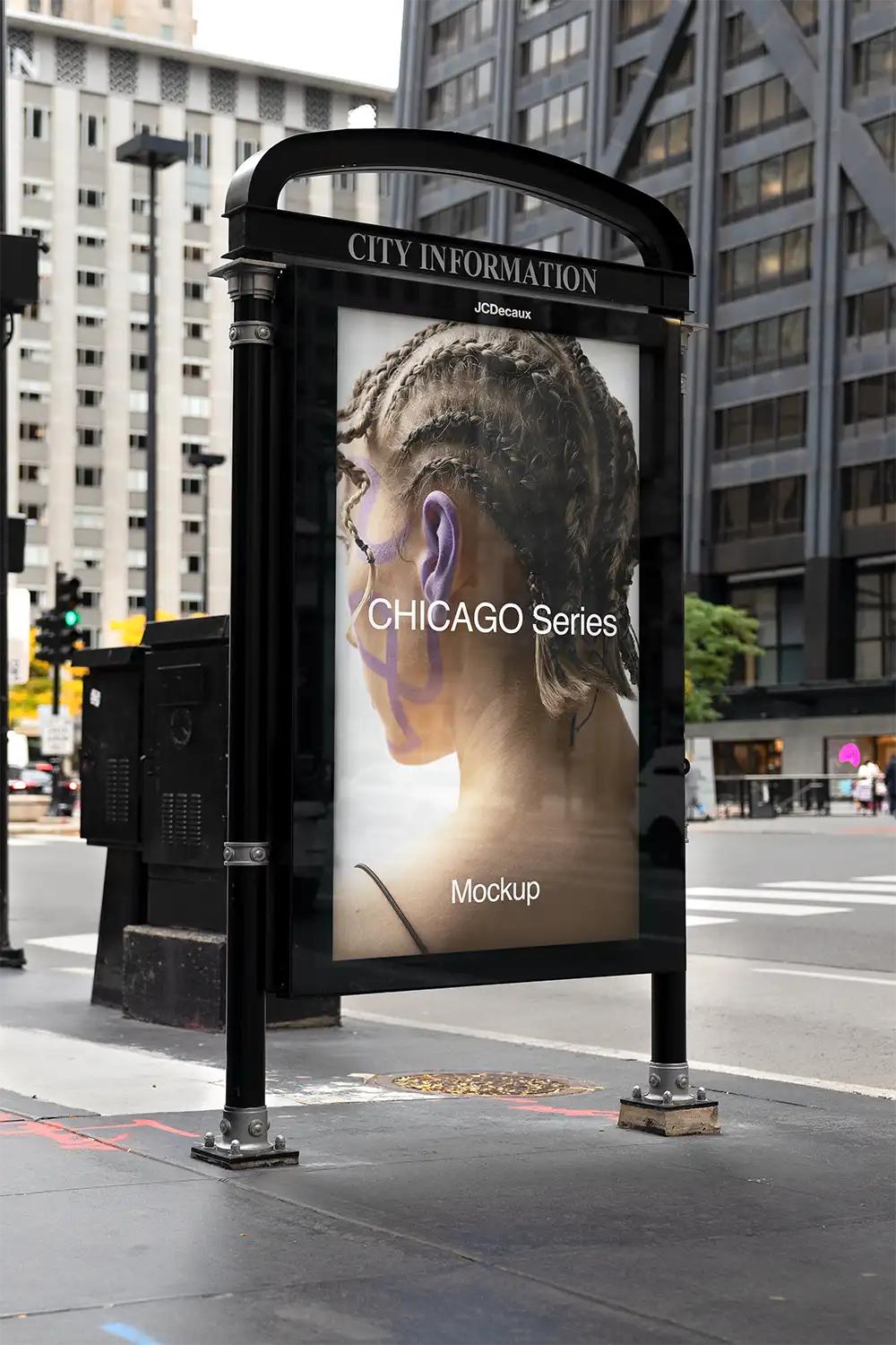 Billboard mockup on Michigan avenue on the Magnificent Mile in Chicago