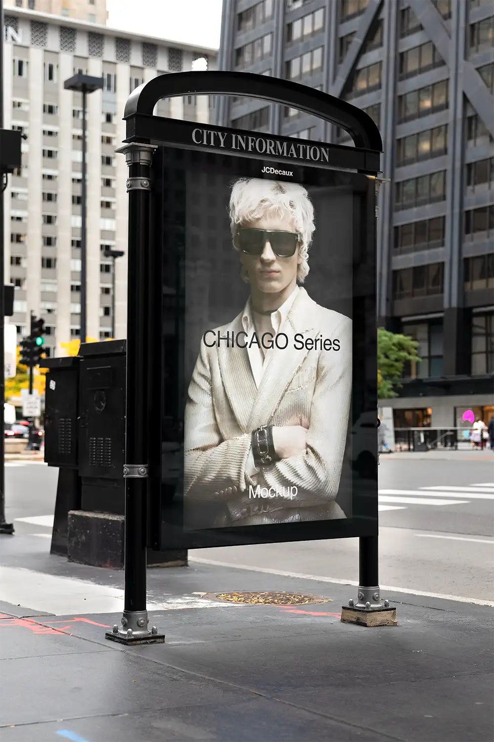Billboard mockup on Michigan avenue on the Magnificent Mile in Chicago