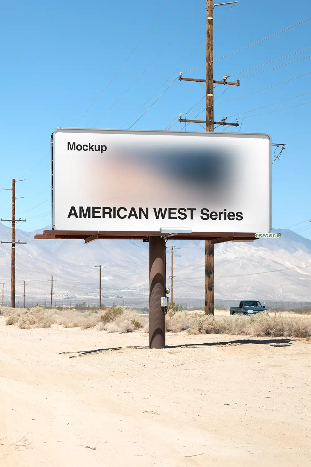 Billboard mockup in the Mojave desert in California, American west