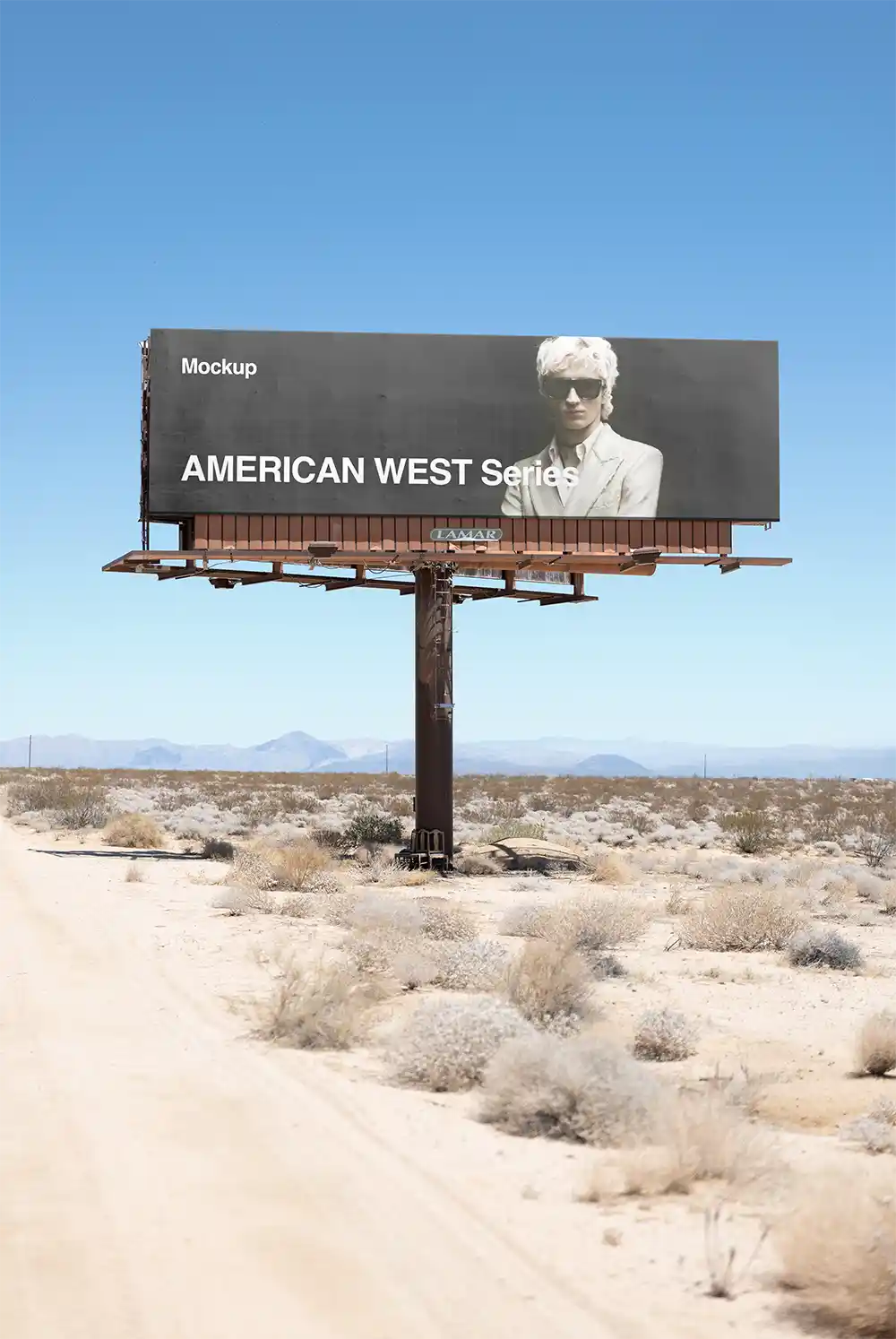 Billboard mockup in the Mojave Desert in California