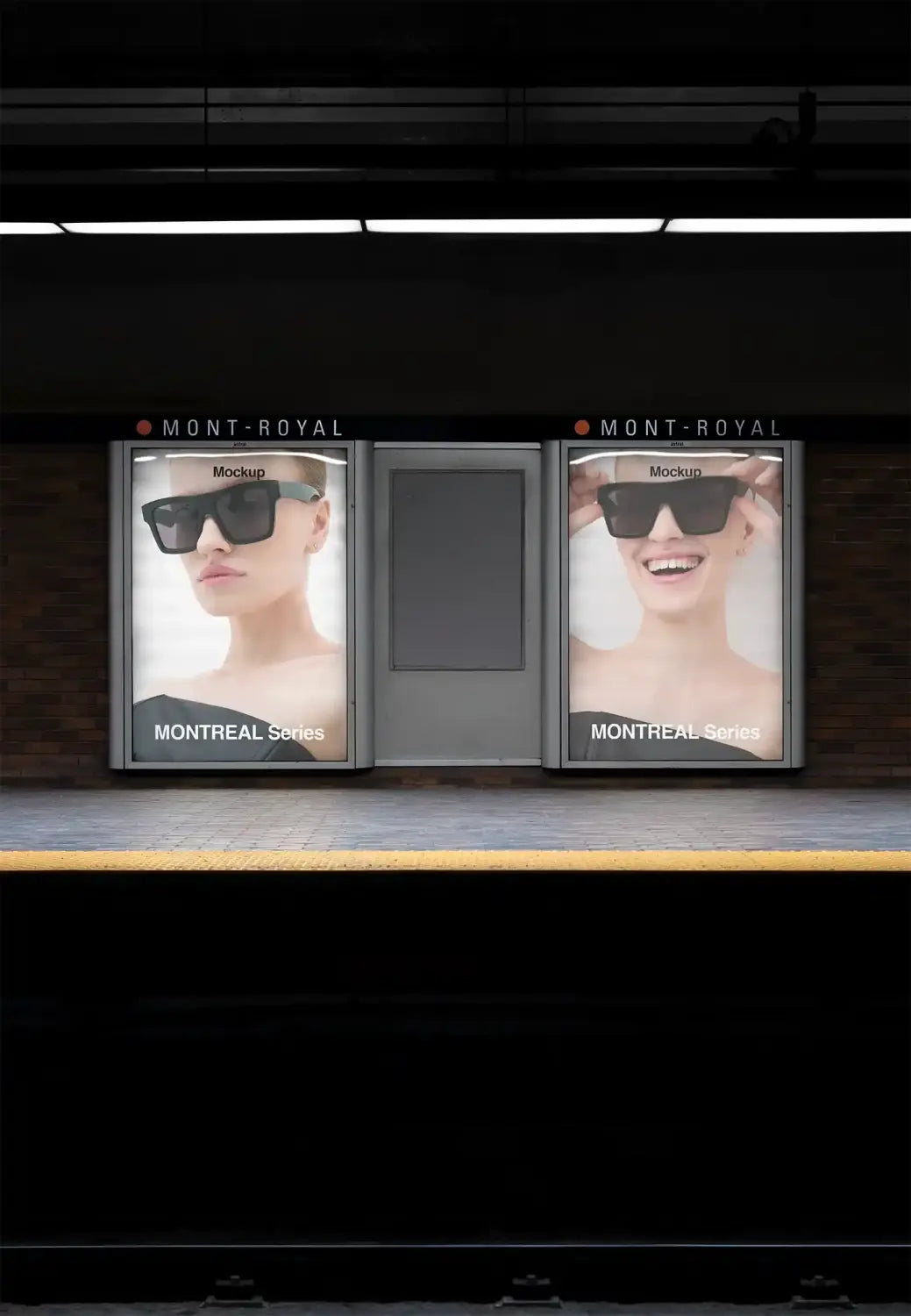 Billboard Mockup in the subway of Montreal, Canada