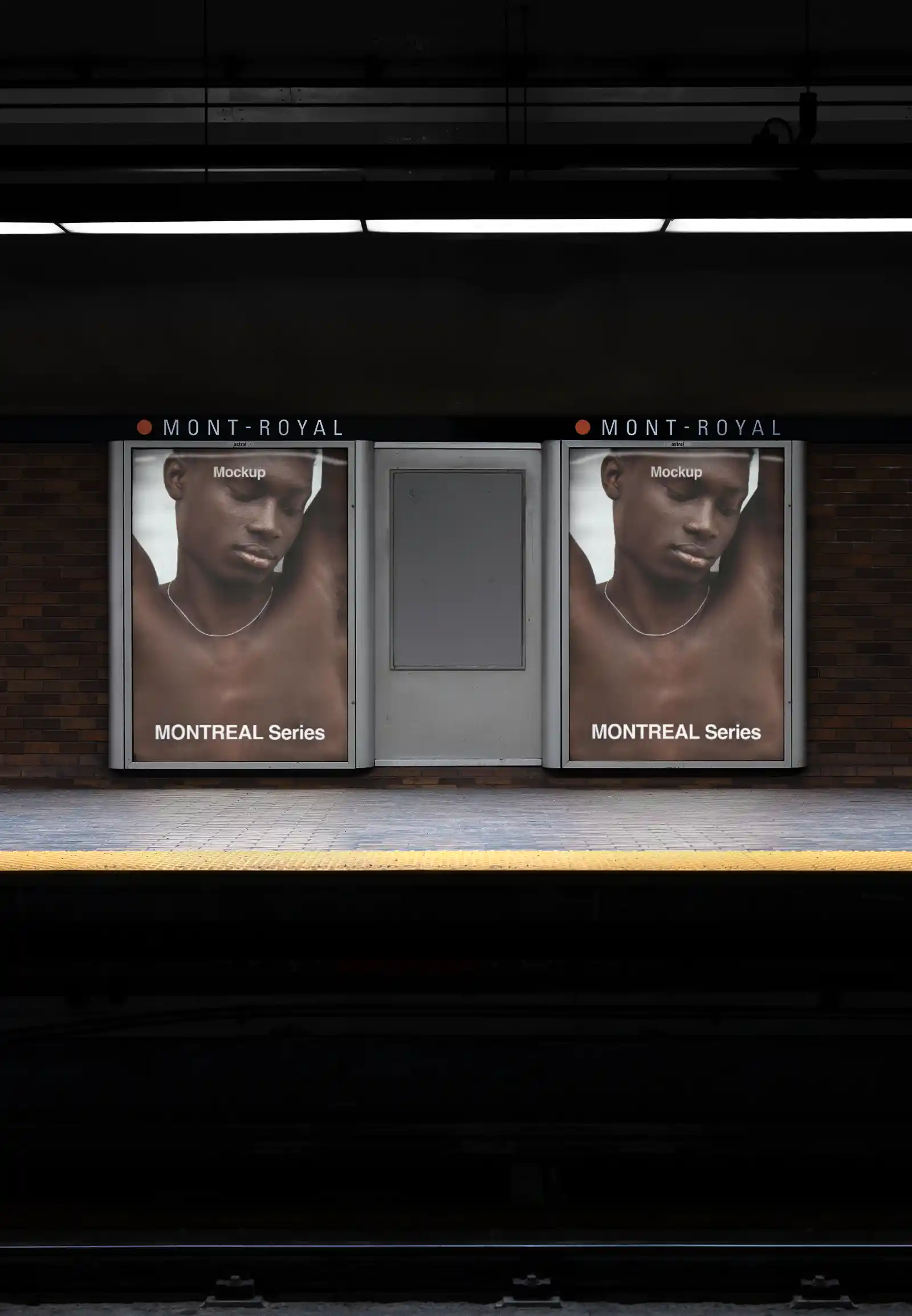Billboard Mockup in the subway of Montreal, Canada. PSD Premium Mockup for photoshop to display your design.