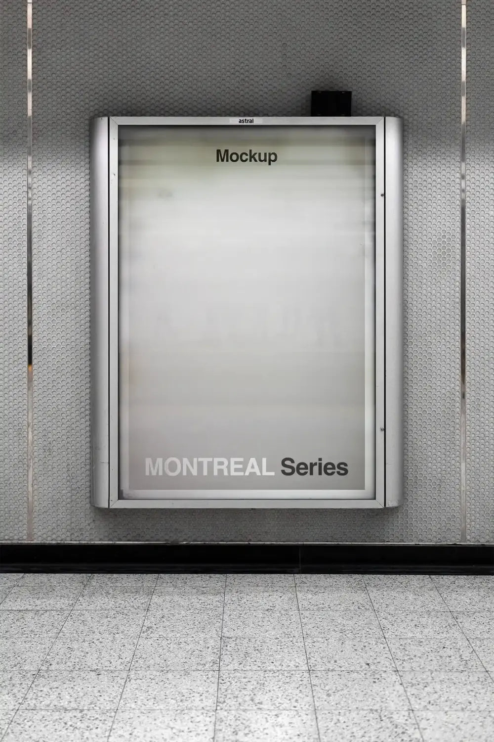 Billboard mockup in the Montreal subway, Canada. PSD mockup.