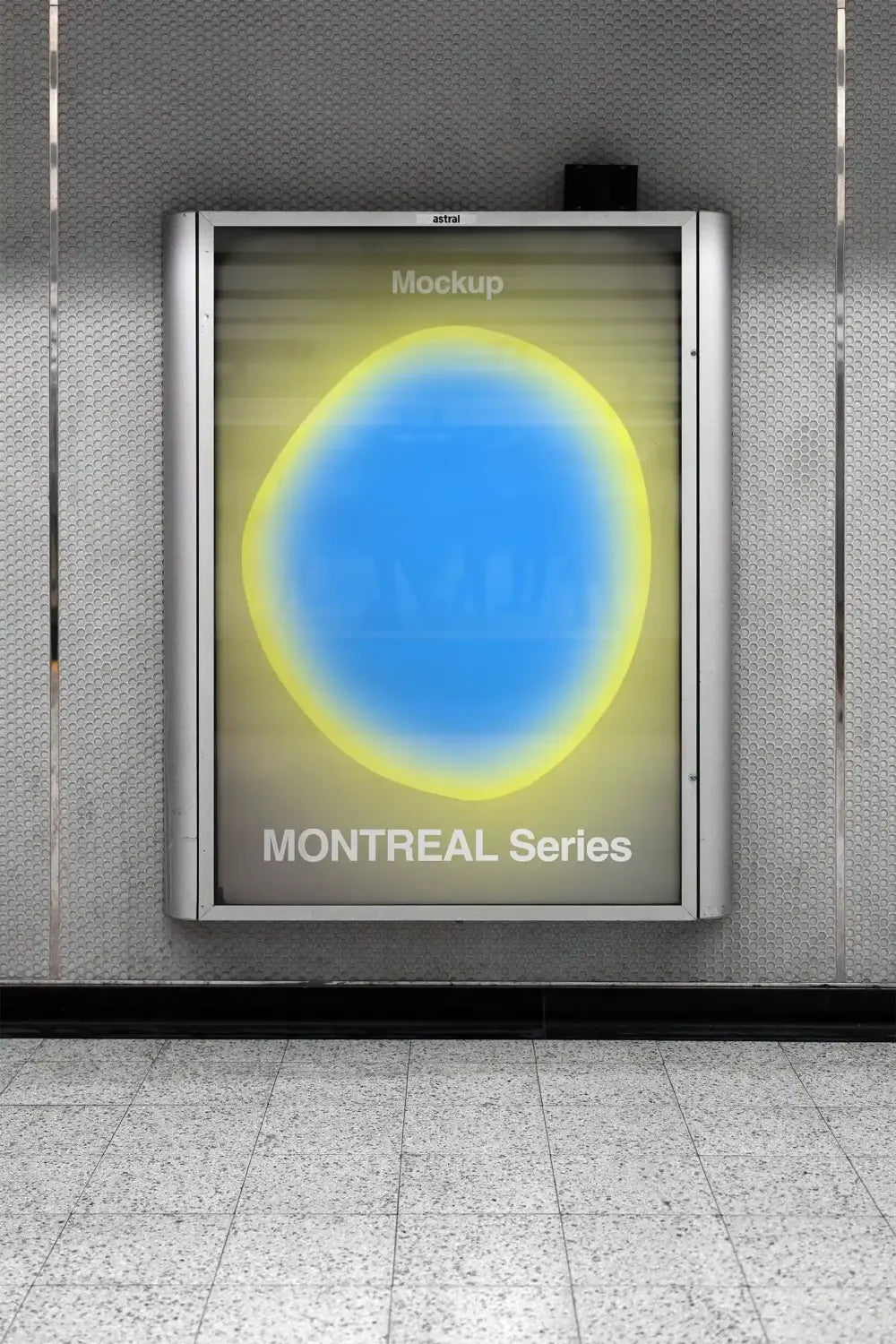 Billboard mockup in the Montreal subway, Canada. PSD mockup.