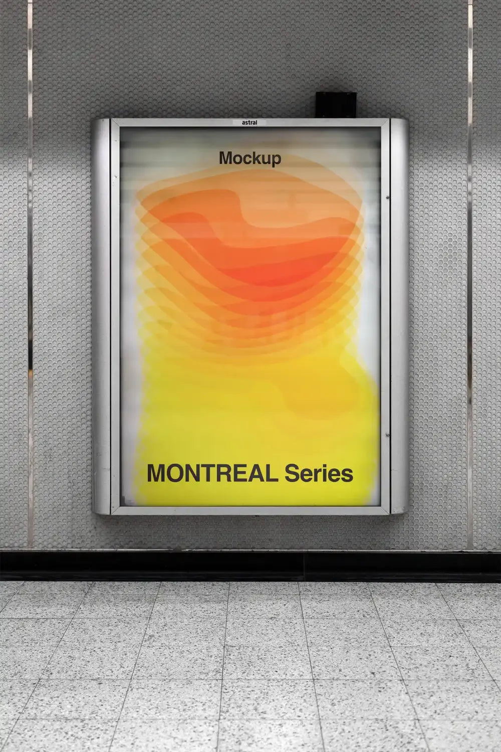 Billboard mockup in the Montreal subway, Canada. PSD mockup.