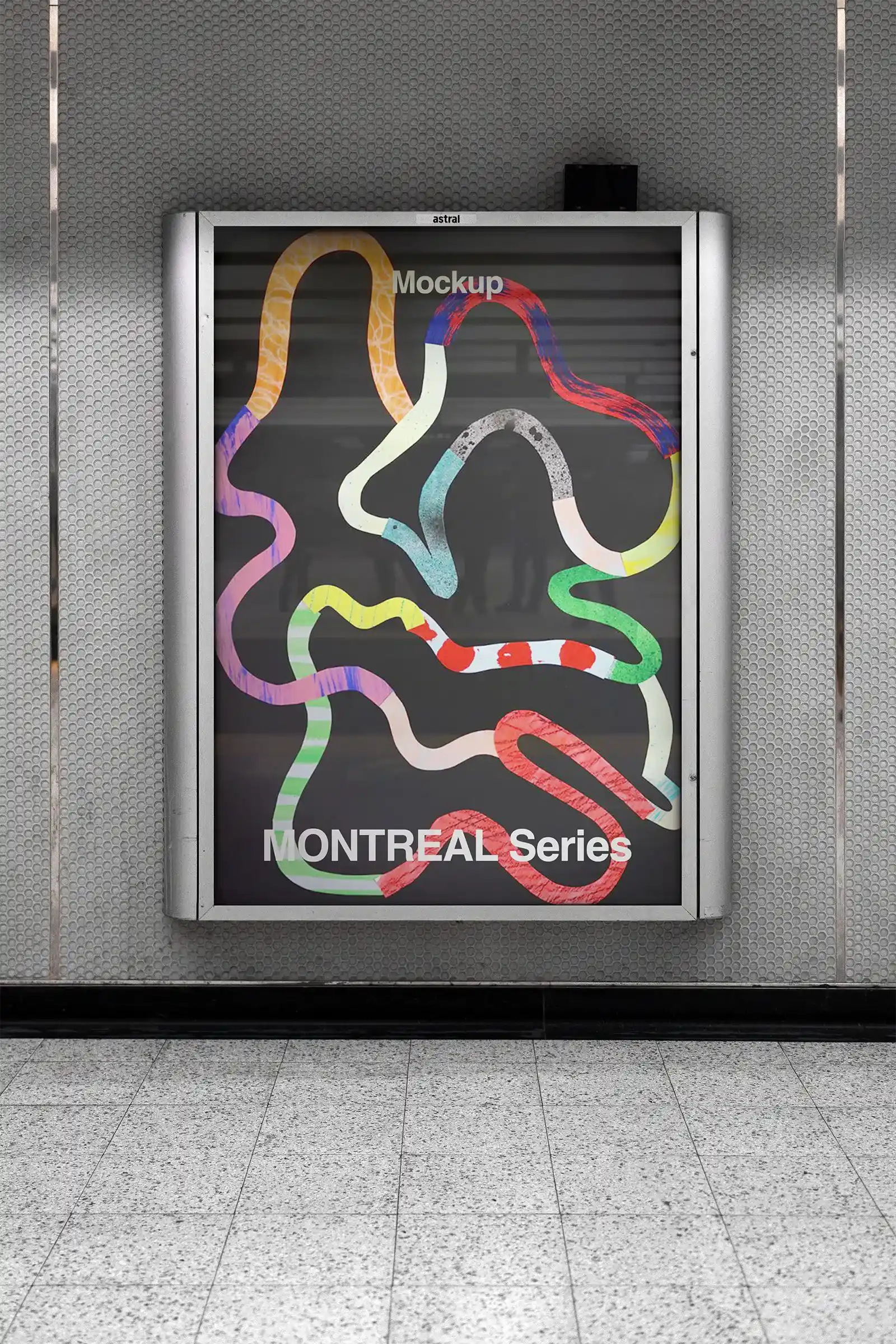 Billboard mockup in the Montreal subway, Canada. PSD mockup.