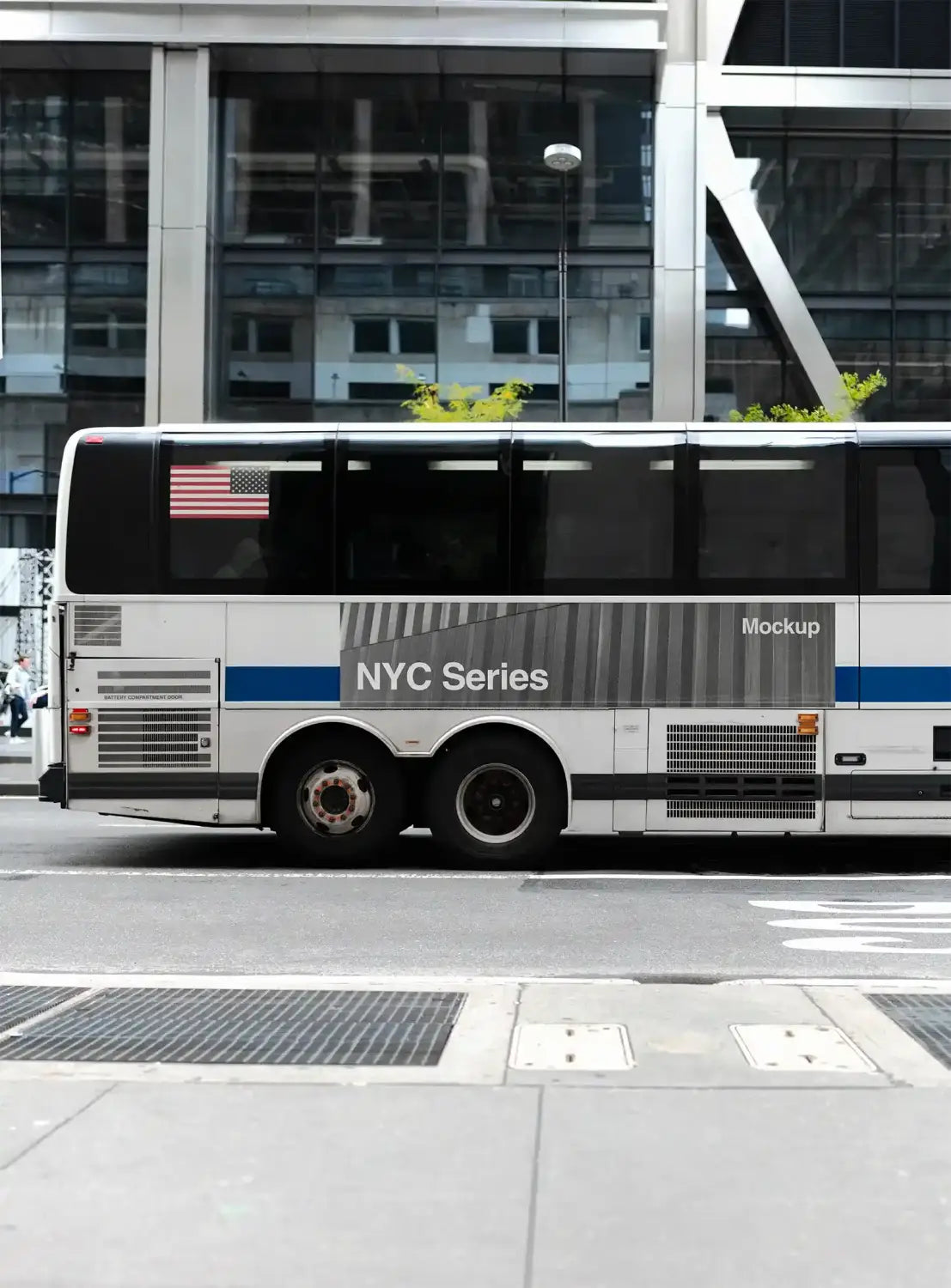Bus mockup and poster mockup in Manhattan, New York. © BRANDACLE MOCKUPS 2026. 