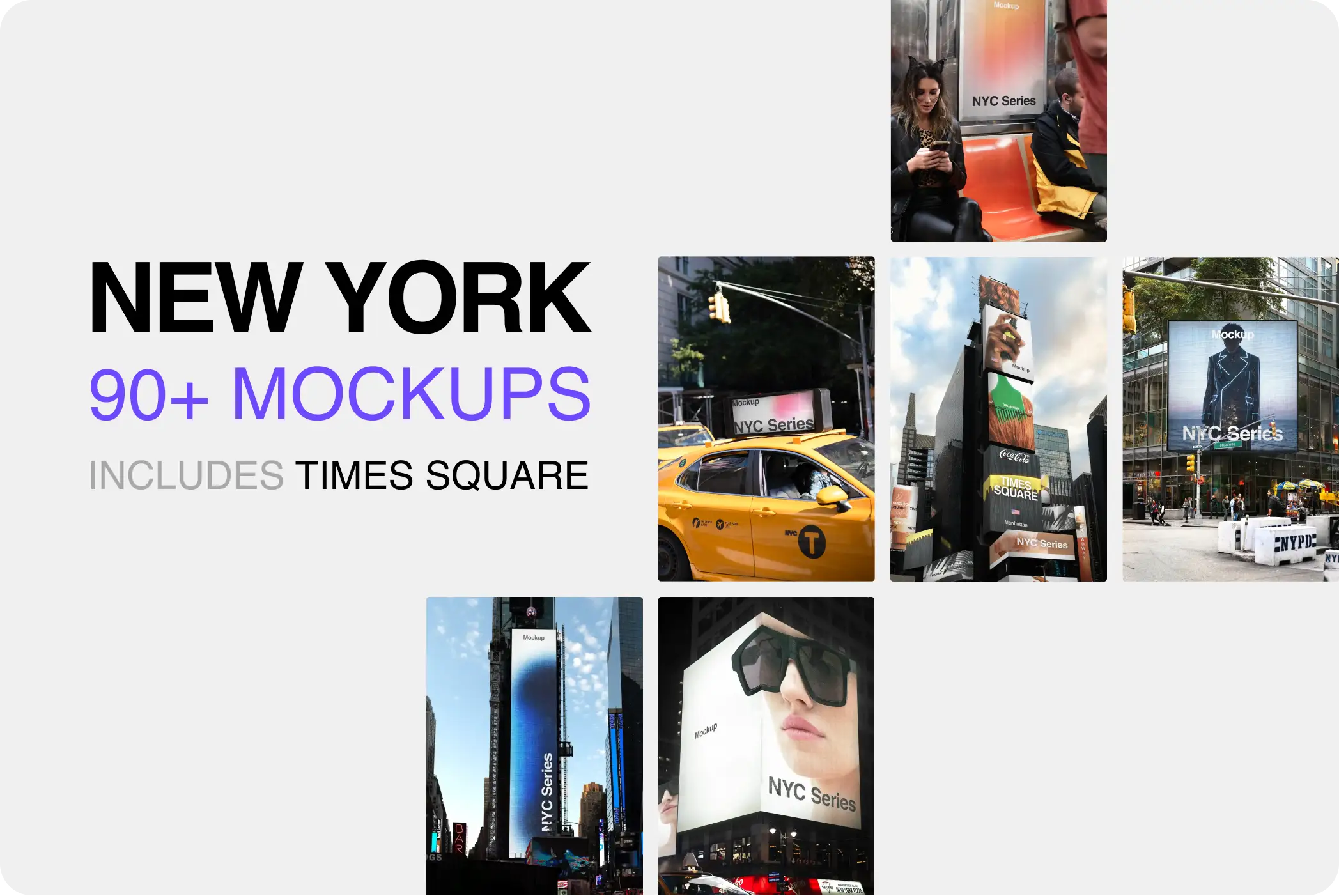 NEW YORK COLLECTION MOCKUPS BUNDLE - Posters and billboards in Manhattan, including Times Square - Brandacle
