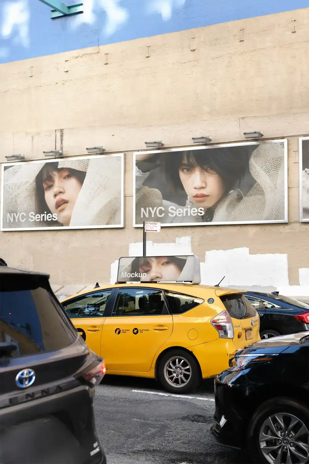 Poster mockup on Broadway in Manhattan, New York. © BRANDACLE MOCKUPS 2026
