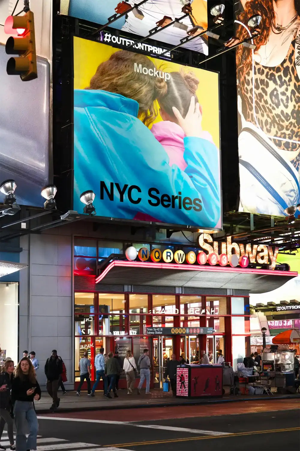 Billboard mockup on Times Square in Manhattan, New York. © BRANDACLE MOCKUPS 2026