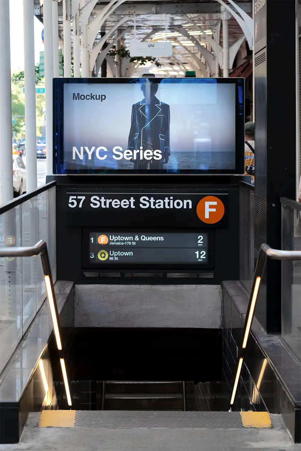 Billboard mockup on a NYC subway station in New York