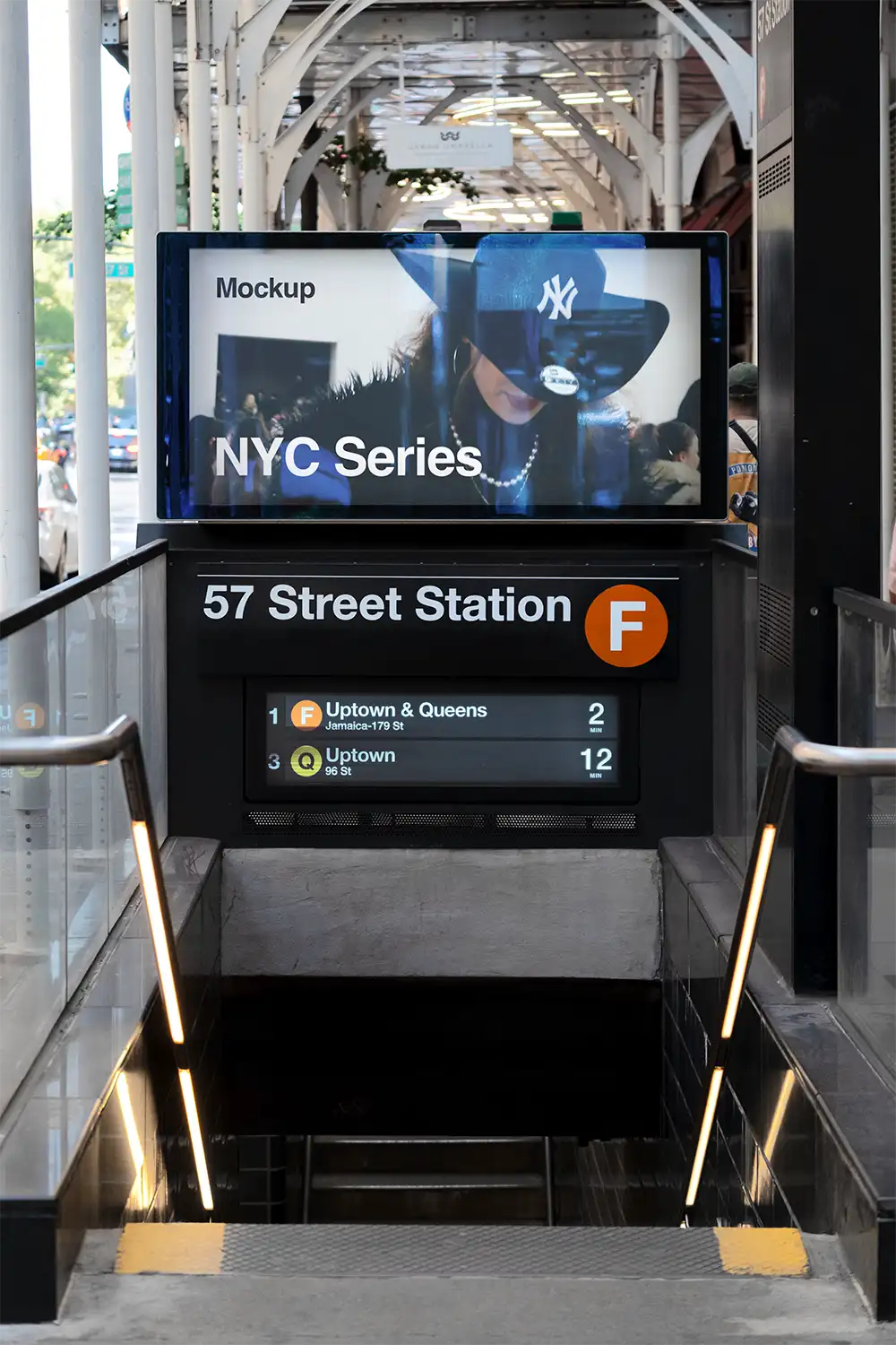 Billboard mockup on a NYC subway station in New York