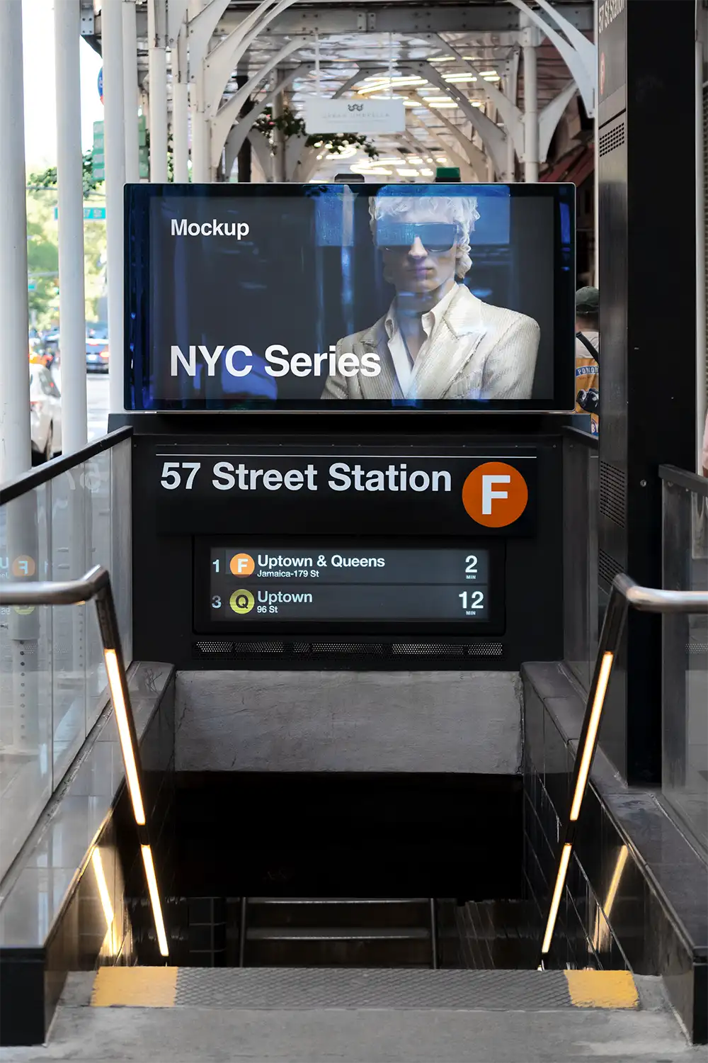 Billboard mockup on a NYC subway station in New York