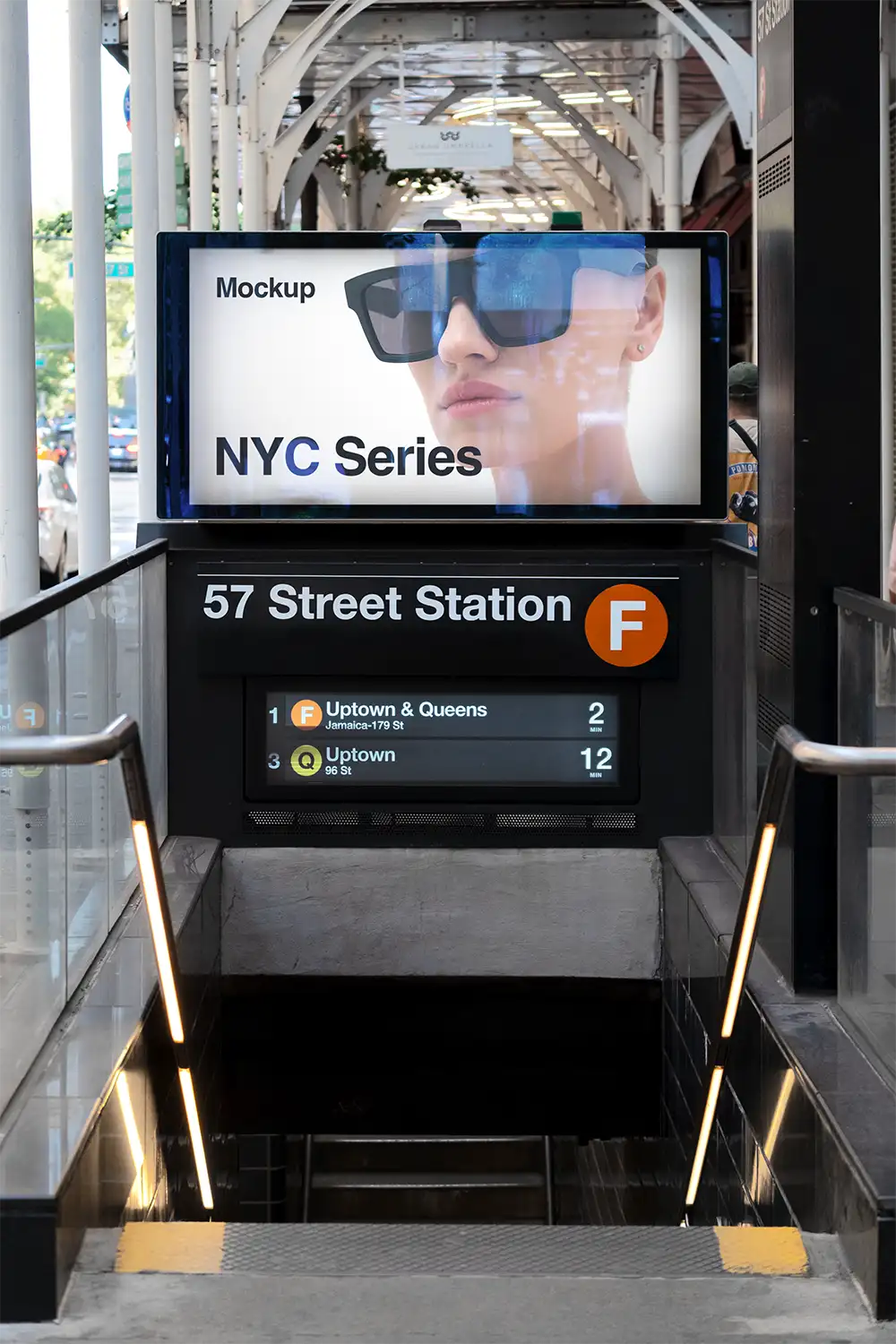 Billboard mockup on a NYC subway station in New York
